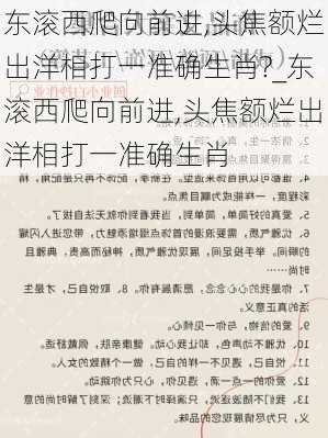 东滚西爬向前进,头焦额烂出洋相打一准确生肖?_东滚西爬向前进,头焦额烂出洋相打一准确生肖