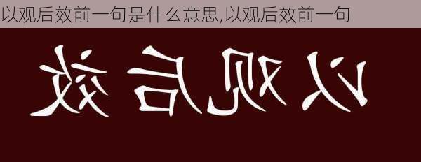 以观后效前一句是什么意思,以观后效前一句