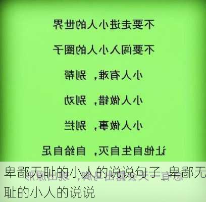 卑鄙无耻的小人的说说句子_卑鄙无耻的小人的说说