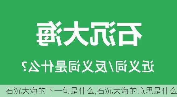 石沉大海的下一句是什么,石沉大海的意思是什么