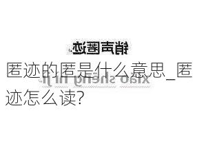 匿迹的匿是什么意思_匿迹怎么读?