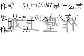 作壁上观中的壁是什么意思_从壁上观为什么成了作壁上观