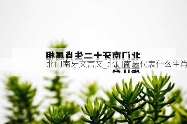 北门南牙文言文_北门南牙代表什么生肖