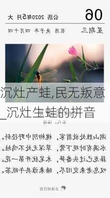 沉灶产蛙,民无叛意_沉灶生蛙的拼音