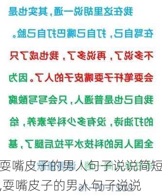 耍嘴皮子的男人句子说说简短,耍嘴皮子的男人句子说说