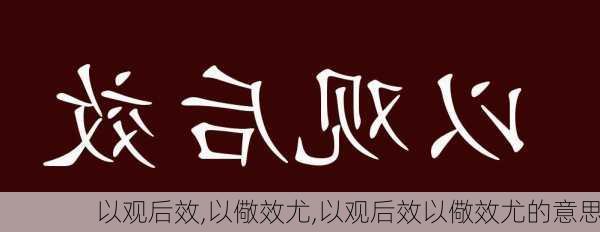 以观后效,以儆效尤,以观后效以儆效尤的意思