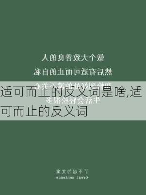 适可而止的反义词是啥,适可而止的反义词