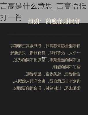 言高是什么意思_言高语低打一肖