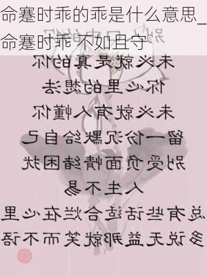 命蹇时乖的乖是什么意思_命蹇时乖 不如且守