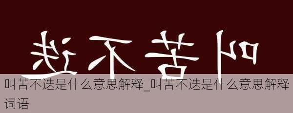 叫苦不迭是什么意思解释_叫苦不迭是什么意思解释词语