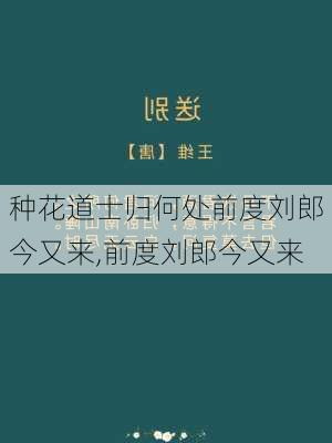 种花道士归何处前度刘郎今又来,前度刘郎今又来