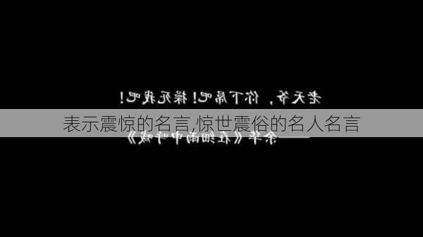 表示震惊的名言,惊世震俗的名人名言