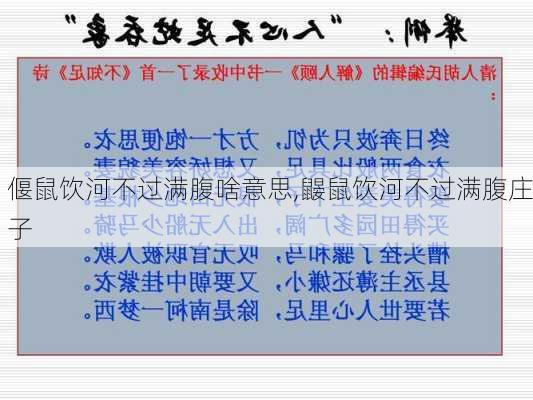 偃鼠饮河不过满腹啥意思,鼹鼠饮河不过满腹庄子