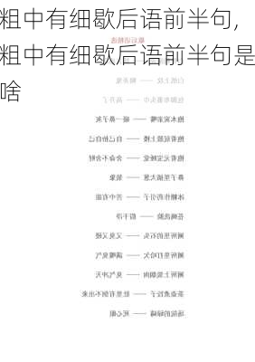 粗中有细歇后语前半句,粗中有细歇后语前半句是啥