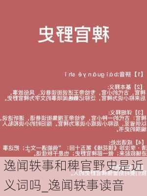 逸闻轶事和稗官野史是近义词吗_逸闻轶事读音