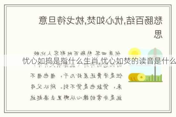 忧心如捣是指什么生肖,忧心如焚的读音是什么