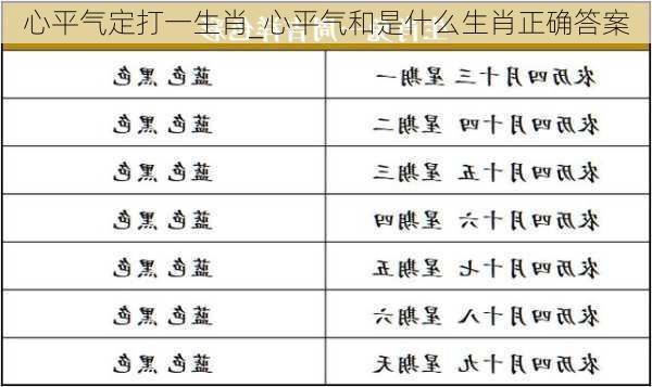 心平气定打一生肖_心平气和是什么生肖正确答案