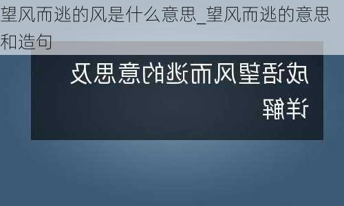 望风而逃的风是什么意思_望风而逃的意思和造句