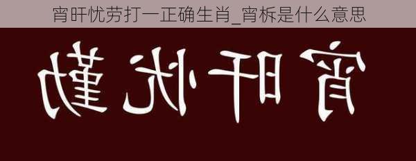 宵旰忧劳打一正确生肖_宵柝是什么意思