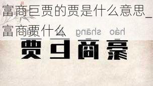 富商巨贾的贾是什么意思_富商贾什么