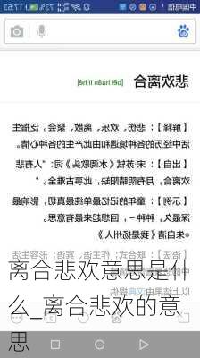 离合悲欢意思是什么_离合悲欢的意思