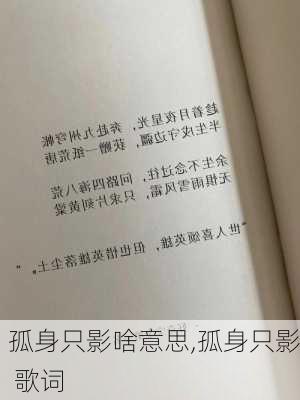 孤身只影啥意思,孤身只影 歌词